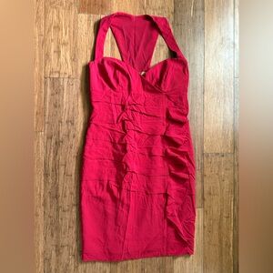 Nicole Miller Red Halter Dress